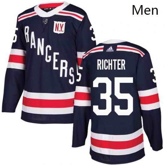 Mens Adidas New York Rangers 35 Mike Richter Authentic Navy Blue 2018 Winter Classic NHL Jersey